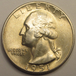 1951 S Washington Quarter - uncirculated American silver coin