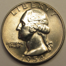 1954 D Washington Quarter - higher grade uncirculated Denver mintmark silver coin