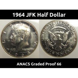 1964 JFK Half Dollar - uncirculated flashy proof vintage silver coin