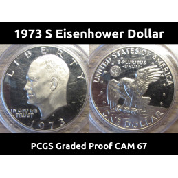 1973 S Eisenhower Dollar - graded PCGS Proof Cameo 67 - vintage American coin