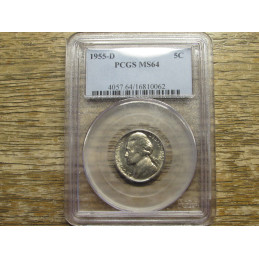 1955 D Jefferson Nickel - PCGS Graded MS 64 - uncirculated vintage coin