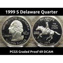 1999 S Delaware Quarter - PCGS Graded PF 69 DCAM - vintage first year state quarter