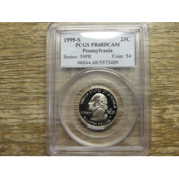 1999 S Pennsylvania Quarter - PCGS Graded Proof 68 DCAM - vintage first year of issue state quarter 