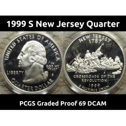 1999 S New Jersey Quarter - PCGS graded Proof 69 DCAM - vintage first year American state quarter