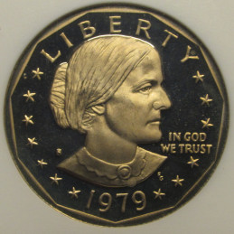 1979 S Susan B Anthony Dollar - Type 1 - ANACS graded Proof 68 - first year of issue vintage dollar