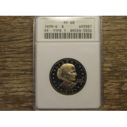 1979 S Susan B Anthony Dollar - Type 1 - ANACS graded Proof 68 - first year of issue vintage dollar