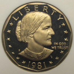 1981 S Susan B Anthony Dollar - Type 1 - ANACS Graded Proof 68 - vintage coin