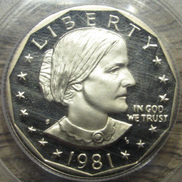 1981 S Susan B Anthony Dollar - Type 1 - PCGS PF 69 DCAM - attractive vintage coin