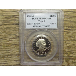 1981 S Susan B Anthony Dollar - Type 1 - PCGS PF 69 DCAM - attractive vintage coin