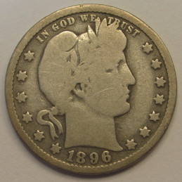 1896 O Barber Quarter - better date New Orleans mint silver quarter