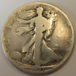 1921 S Walking Liberty Half Dollar - key date low mintage San Francisco mintmark coin