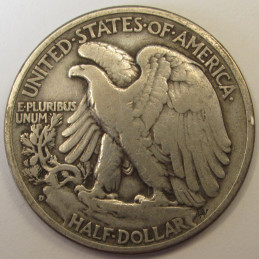 1938 D Walking Liberty Half Dollar - key date low mintage American silver half