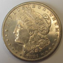 1881 S Morgan Dollar - beautiful uncirculated silver dollar with reverse toning