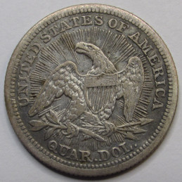 1853 Seated Liberty Quarter - Arrows and Rays - historic antique American coin