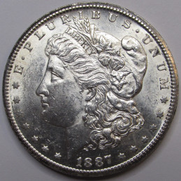 1887 S Morgan Dollar - higher grade better date uncirculated American silver dollar