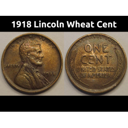 1918 Lincoln Wheat Cent - antique American wheat penny