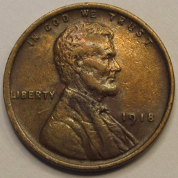 1918 Lincoln Wheat Cent - antique American wheat penny