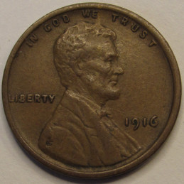 1916 Lincoln Wheat Cent - higher grade early date American wheat penny