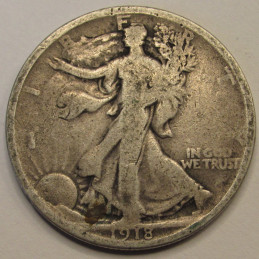 1918 Walking Liberty Half Dollar - antique American early date silver half