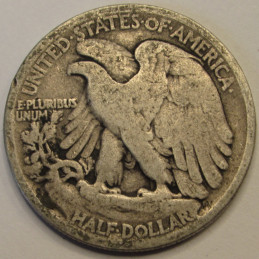 1918 Walking Liberty Half Dollar - antique American early date silver half