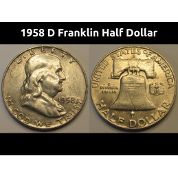 1958 D Franklin Half Dollar - vintage American silver coin