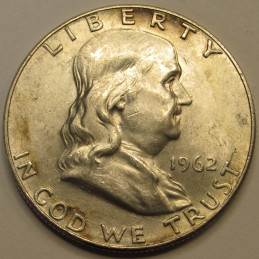 1962 D Franklin Half Dollar - vintage uncirculated American silver half dollar