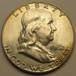 1962 D Franklin Half Dollar - uncirculated toned American silver half dollar