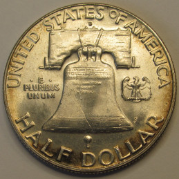 1962 D Franklin Half Dollar - uncirculated toned American silver half dollar