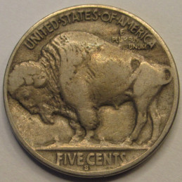 1926 S Buffalo Nickel - antique San Francisco mintmark American Indian coin