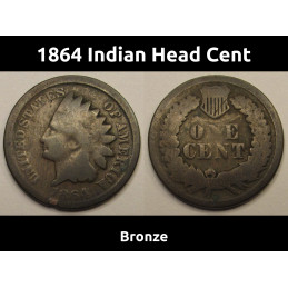 1864 Indian Head Cent - Bronze - Civil War issue American small penny