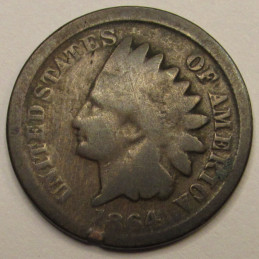 1864 Indian Head Cent - Bronze - Civil War issue American small penny