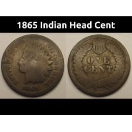 1865 Indian Head Cent - Civil War era issue American small cent