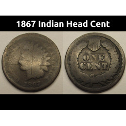 1867 Indian Head Cent - antique scarce date American penny