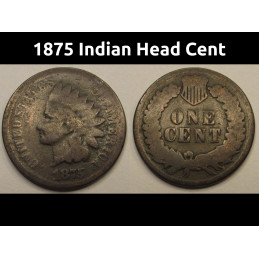 1875 Indian Head Cent - antique better date American small penny