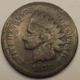 1875 Indian Head Cent - antique better date American small penny