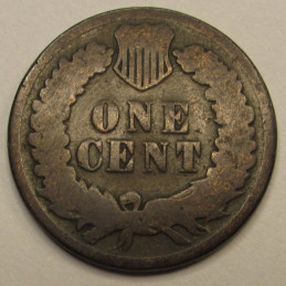 1875 Indian Head Cent - antique better date American small penny