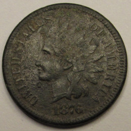 1876 Indian Head Cent - antique better date American penny coin