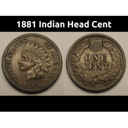 1881 Indian Head Cent - antique higher grade American small cent