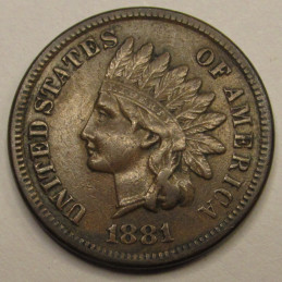 1881 Indian Head Cent - antique higher grade American small cent