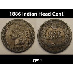 1886 Indian Head Cent - Type 1 - antique American penny