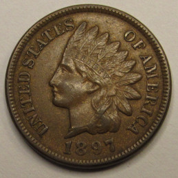 1897 Indian Head Cent - higher grade American Indian penny