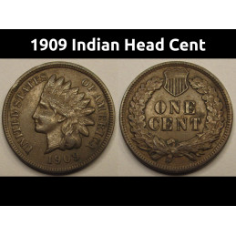 1909 Indian Head Cent - final year of issue better condition American penny