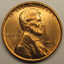 1956 D Lincoln Wheat Cent - vintage Denver mintmark uncirculated penny