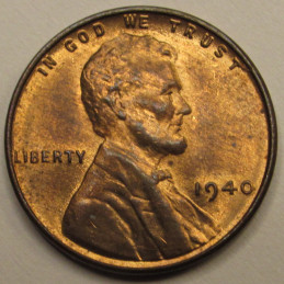 1940 Lincoln Wheat Cent - uncirculated vintage American wheat penny