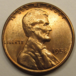 1958 Lincoln Wheat Cent - uncirculated final year of issue American wheat penny