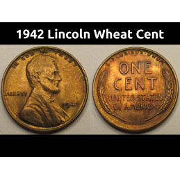 1942 Lincoln Wheat Cent - uncirculated WW2 era American wheat penny