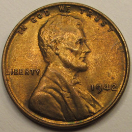 1942 Lincoln Wheat Cent - uncirculated WW2 era American wheat penny