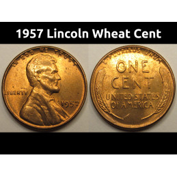 1957 Lincoln Wheat Cent - uncirculated vintage American wheat penny