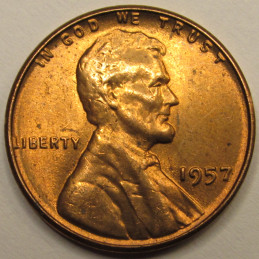 1957 Lincoln Wheat Cent - uncirculated vintage American wheat penny