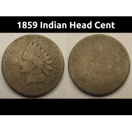 1859 Indian Head Cent - historic first year of issue antique penny